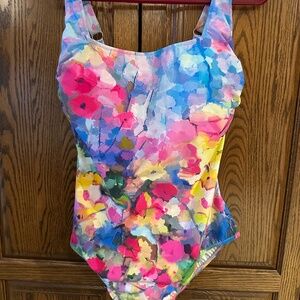Gottex Painted Flowers one piece bathing suit